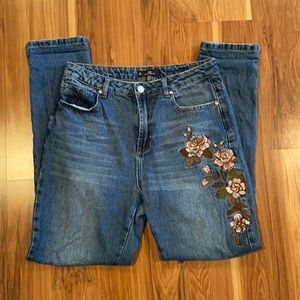 Embroidered mom jeans